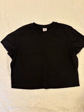 Black Crop Crewneck Tee - Classic Women's Top